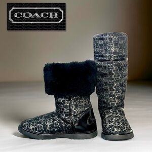 ⭐️Coach⭐️Black/Silver/Gray Boots Sz 7